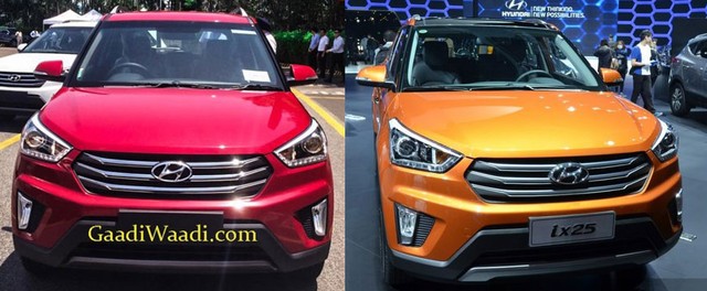 Hyundai Creta (trái) sở hữu phần đầu xe không khác nhiều so với ix25.