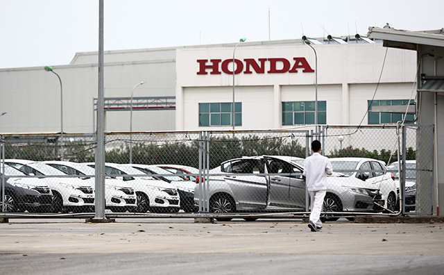 Lô xe của Honda cập cảng Đình Vũ hiện đang được bảo quản tại kho bãi trong nhà máy của Honda tại Vĩnh Phúc.